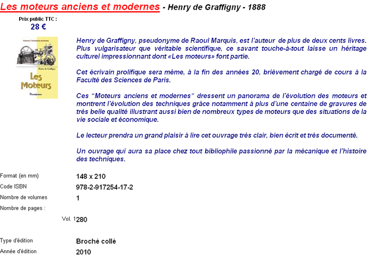 Les Moteurs anciens et modernes - H. de Graffigny 